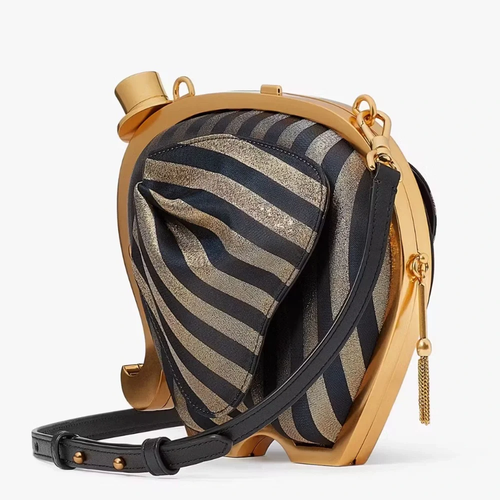 NWT💃Kate Spade Ellie Striped 3d Elephant Metallic Clutch Purse Bag - Picture 3 of 16